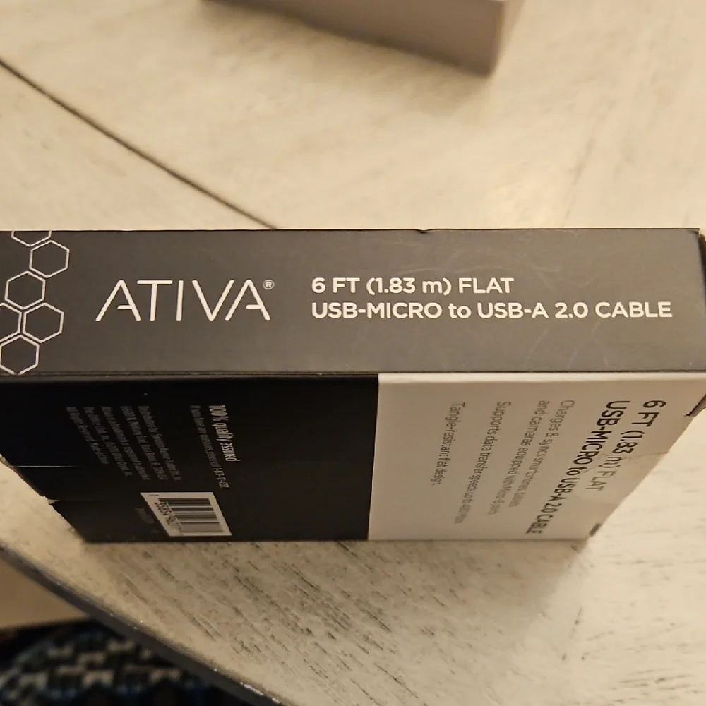 Ativa Black Flat USB-Micro to USB-A Cable